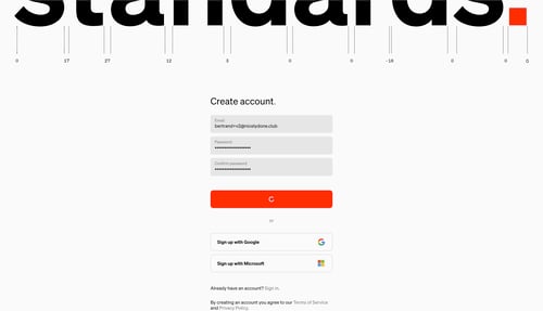 Standards
				signup page example