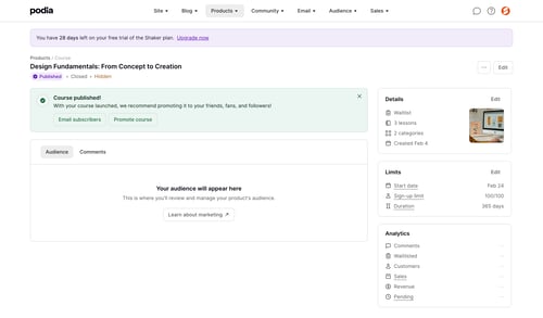 Podia
			         ux ui design