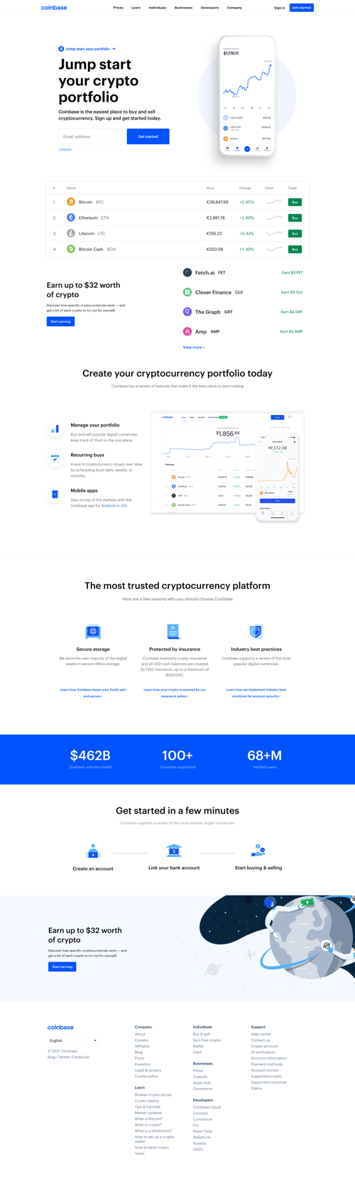 Coinbase
			 ux ui design