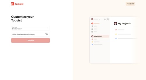 Todoist
				onboarding page example