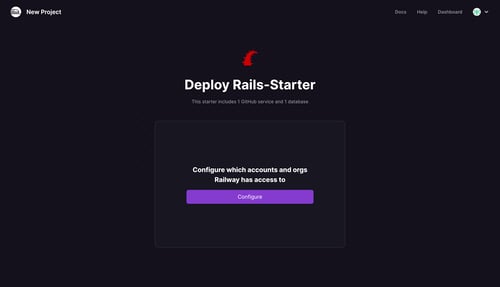 Railway
				onboarding page example