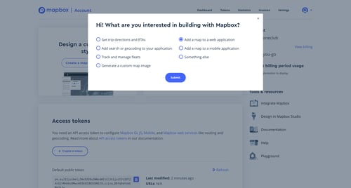 Mapbox
				onboarding page example