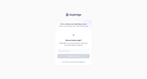 Daybridge
				signup page example