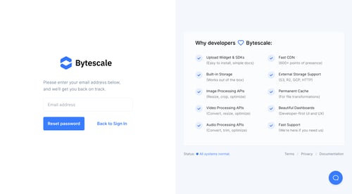 Bytescale
				password reset page example