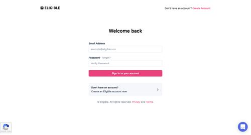 Eligible
				signin page example