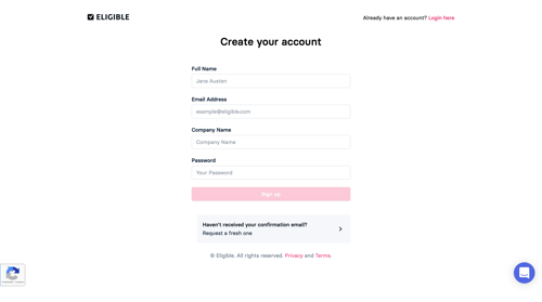 Eligible
				signup page example