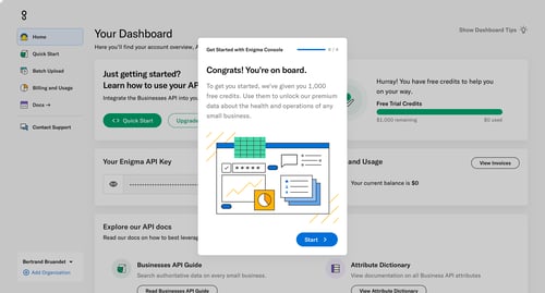Enigma
				onboarding page example