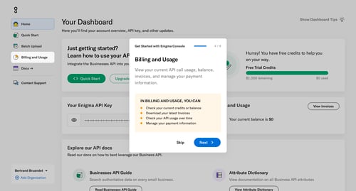 Enigma
				onboarding page example