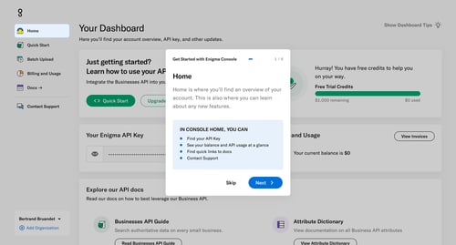 Enigma
				onboarding page example