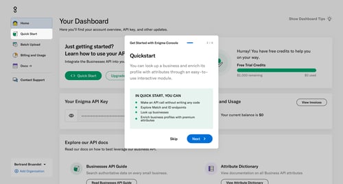 Enigma
				onboarding page example