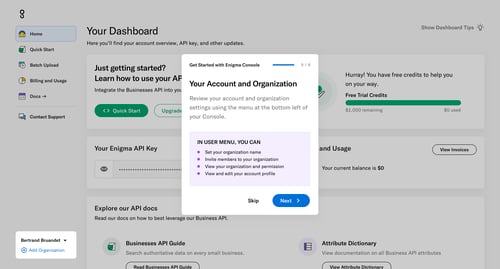 Enigma
				onboarding page example
