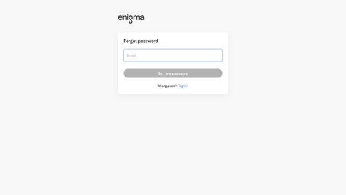 Enigma
				password reset page example