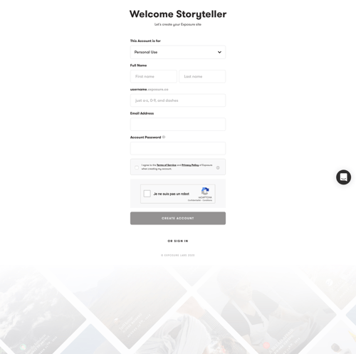 Exposure
				signup page example