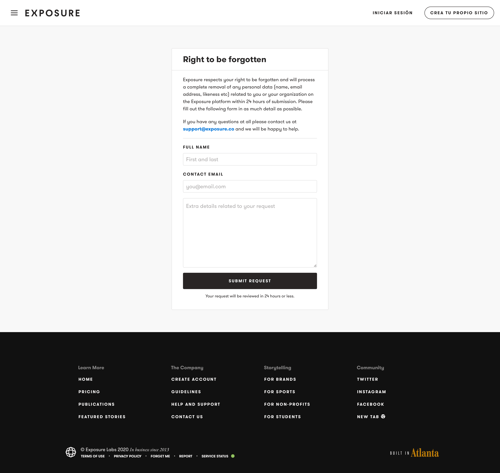 Exposure
				password reset page example
