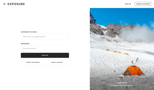 Exposure
				signin page example