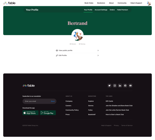 Fable
				profile page example