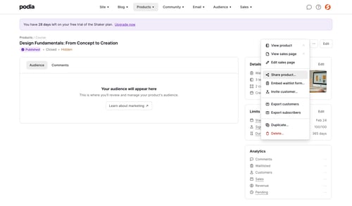 Podia
			    ux ui design