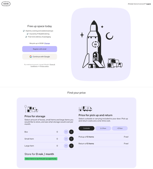 Wanda
				signup page example