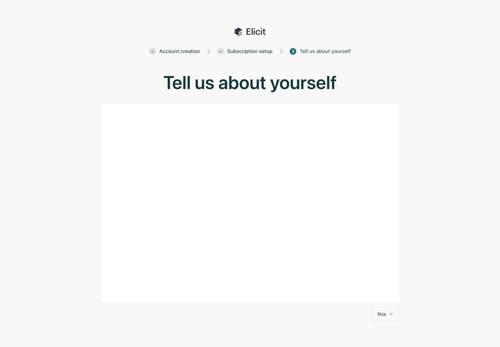 Elicit
				onboarding page example
