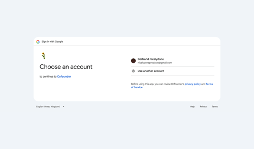 Cofounder screen example