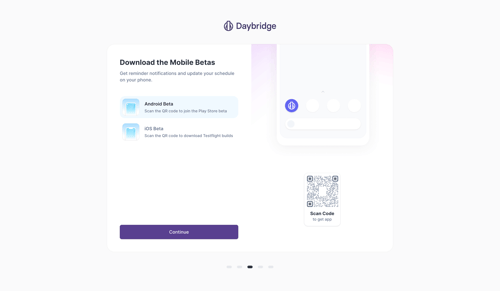 Daybridge
				onboarding page example