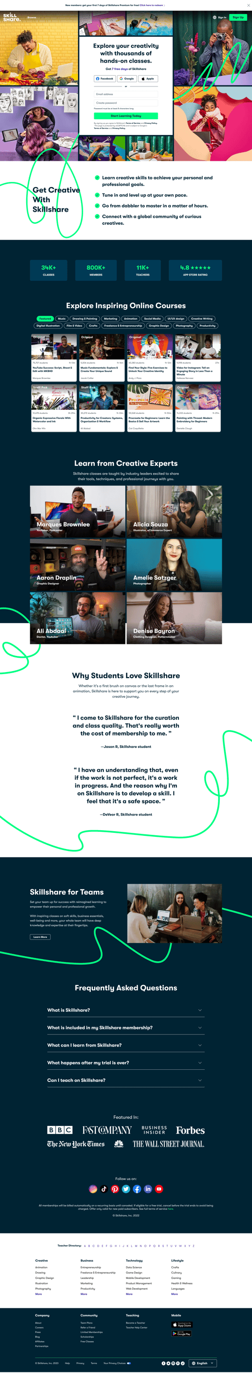 Skillshare
				 page example