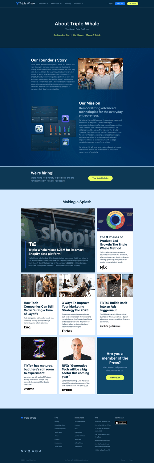 Triple Whale
				about & company mission page example