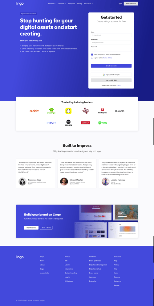 Lingo
				signup page example