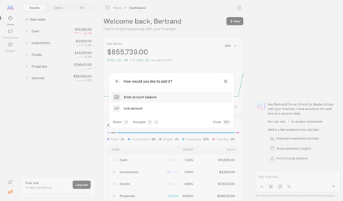 Maybe Finance screen example