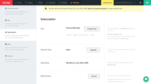 Format
				settings page example