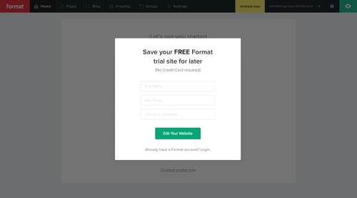Format
				signup page example