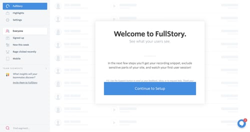 Fullstory
				onboarding page example
