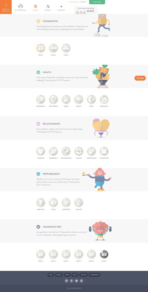 Headspace
				collection page example