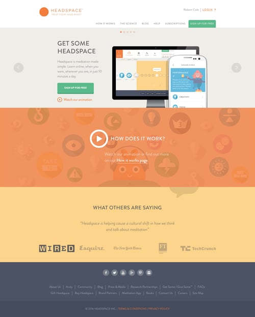 Headspace
				 page example