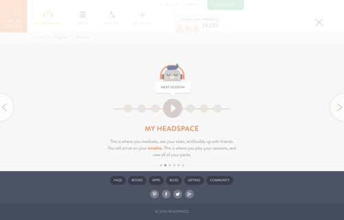 Headspace
				onboarding page example