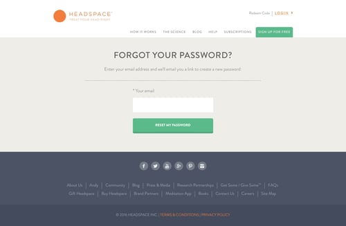 Headspace
				password reset page example