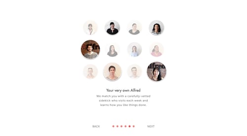 Hello Alfred
				onboarding page example