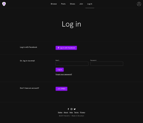 Hendrix
				signin page example