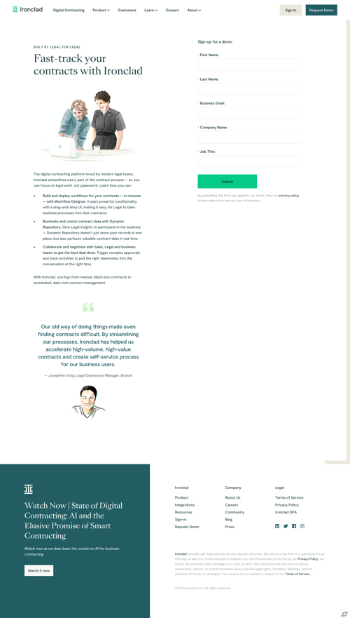 Ironclad
				demo page example