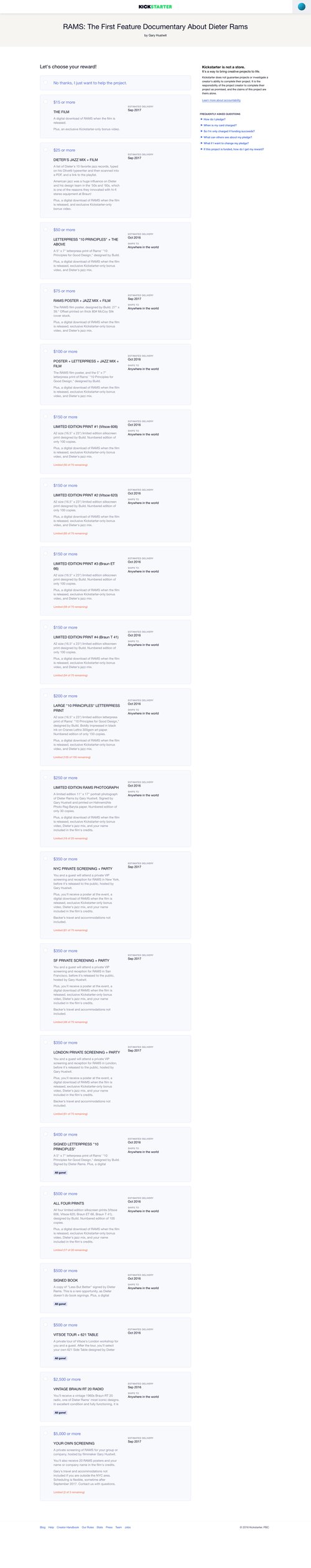 Kickstarter
				checkout page example