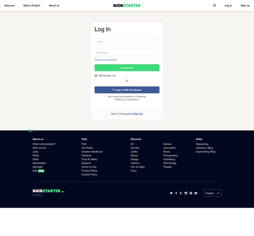 Kickstarter
				signin page example
