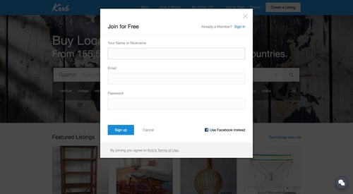 Krrb Classifieds
				signup page example