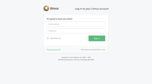 Litmus
				signin page example
