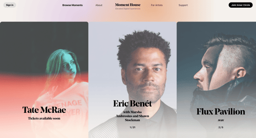 Moment House screen example