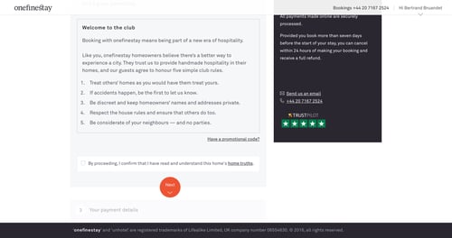 One fine stay
				checkout page example
