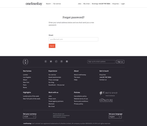 One fine stay
				password reset page example