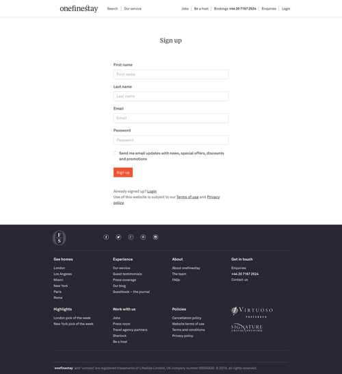 One fine stay
				signup page example
