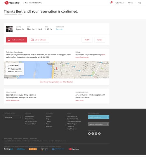 OpenTable
				checkout page example
