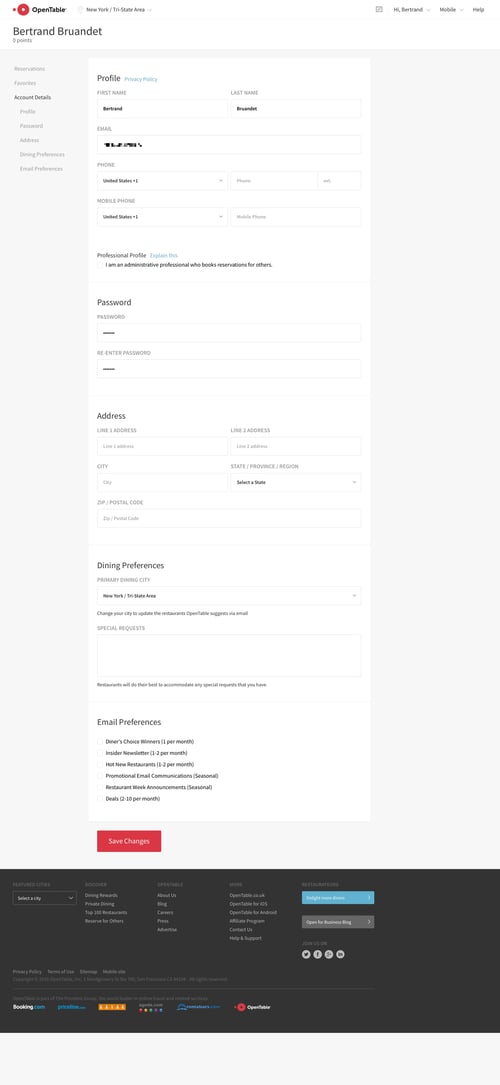 OpenTable
				settings page example