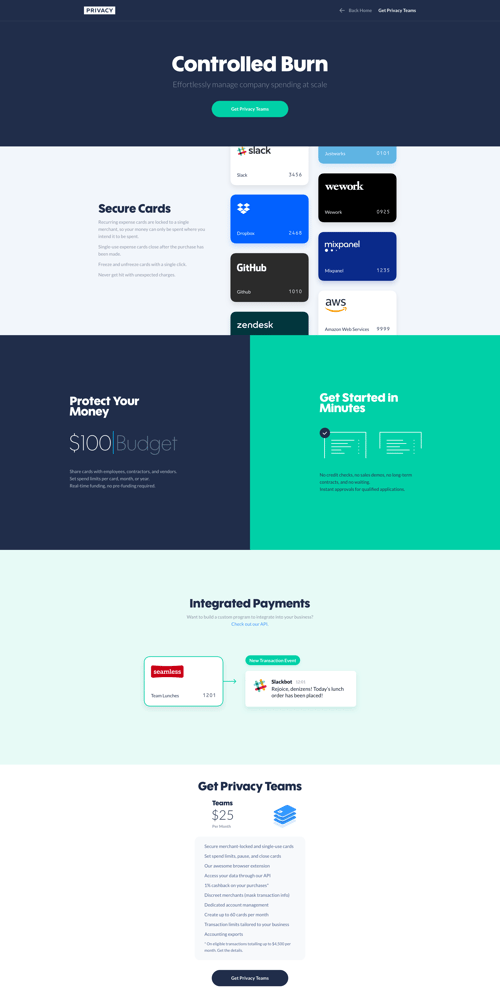 Privacy
				feature page example